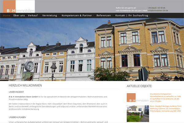 Website B&H Immobilien